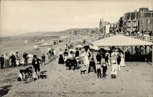 Ak Villers sur Mer Calvados, Plage a l'heure des Bains