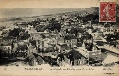 Ak Villers sur Mer Calvados, Vue generale sur l'Embouchure de la Seine