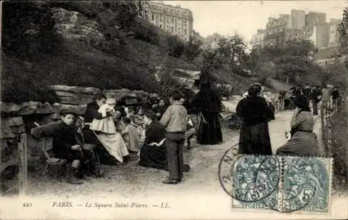 Ak Paris XVIII., Le Square Saint Pierre, Frauen, Kinder