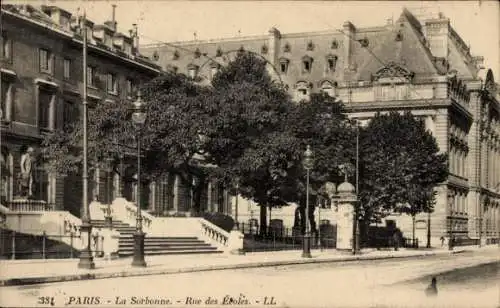 Ak Paris V, La Sorbonne, Rue des Ecoles