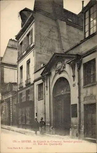 Ak Paris III, Rue des Quatre-Fils, Hotel de Gigault de Crisenoy