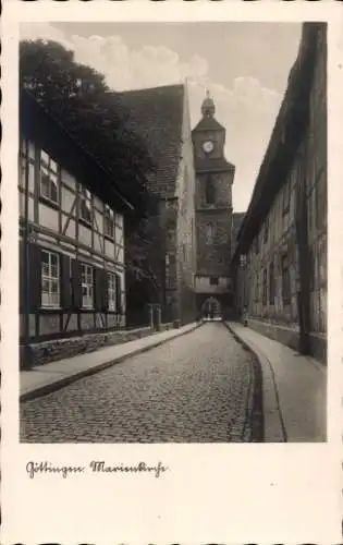 Ak Göttingen in Niedersachsen, Marienkirche, Fachwerkhaus