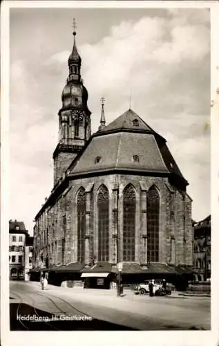 Ak Heidelberg am Neckar, Straßenpartie an der hl. Geistkirche