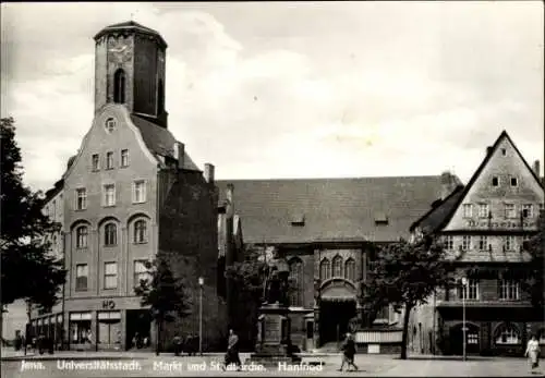 Ak Jena in Thüringen, Universitätsstadt, Markt, Stadtkirche, Hanfried