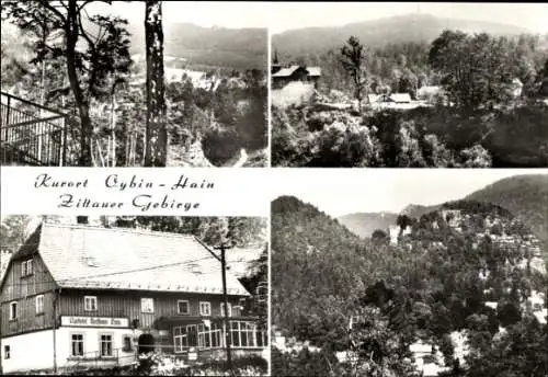 Ak Hain Oybin in der Oberlausitz, Forsthaus Hain, Hochwald, Berg Oybin, Zittauer Gebirge