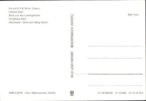 Ak Hain Oybin in der Oberlausitz, Forsthaus Hain, Hochwald, Berg Oybin, Zittauer Gebirge