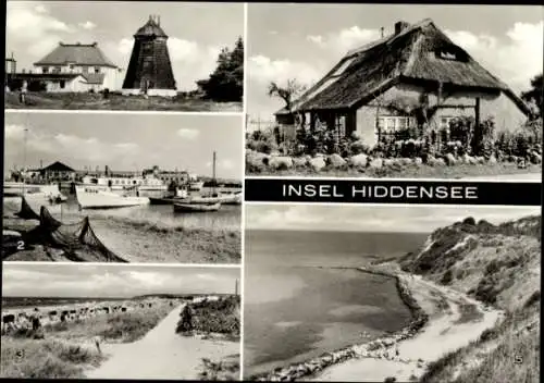 Ak Insel Hiddensee in der Ostsee, Teilansichten, Vitte, Steilküste, Dornbusch, Kloster