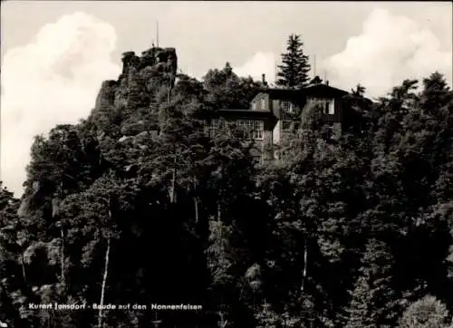 Ak Jonsdorf in der Oberlausitz Sachsen, Nonnenfelsen, Baude