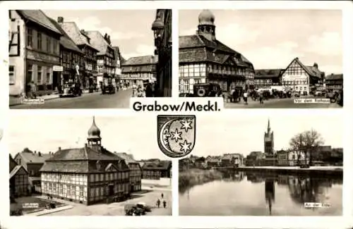 Ak Grabow in Mecklenburg, Stalinstraße, Rathaus, Elde