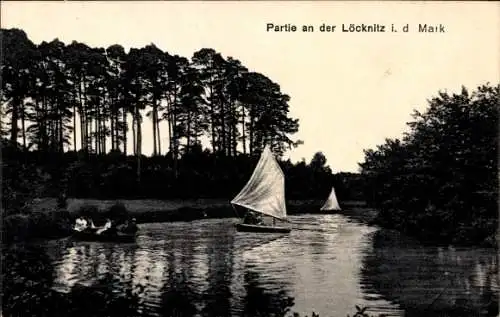 Ak Grünheide in der Mark, an der Löcknitz, Boote