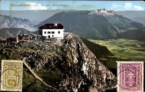 Ak Ramsau im Berchtesgadener Land Oberbayern, Watzmannhaus mit Untersberg