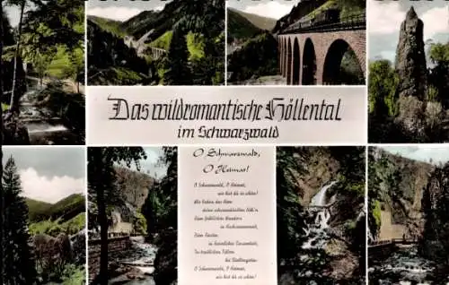 Ak Posthalde Breitnau im Schwarzwald, Höllental, Gedicht O Schwarzwald, O Heimat