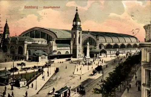 Ak Hamburg Mitte St. Georg, Hauptbahnhof, Straßenbahn