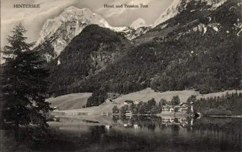 Ak Ramsau im Berchtesgadener Land Oberbayern, Hintersee, Hotel und Pension Post