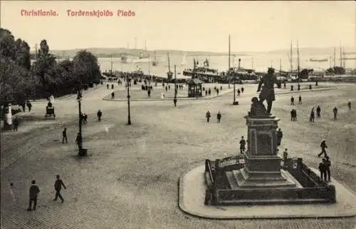 Ak Christiania Oslo Norwegen, Tordenskjolds Platz, Denkmal