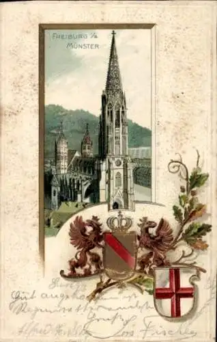 Präge Wappen Litho Freiburg im Breisgau, Münster