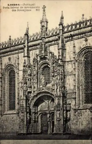 Ak Lisboa Lissabon Portugal, Porta lateral do monumento dos Jeronymos