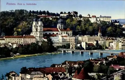 Ak Passau in Niederbayern, Dom und Innbrücke