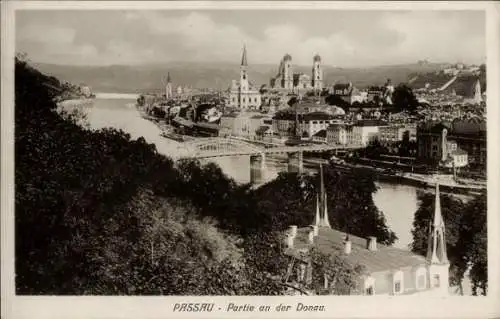 Ak Passau in Niederbayern, Teilansicht, an der Donau