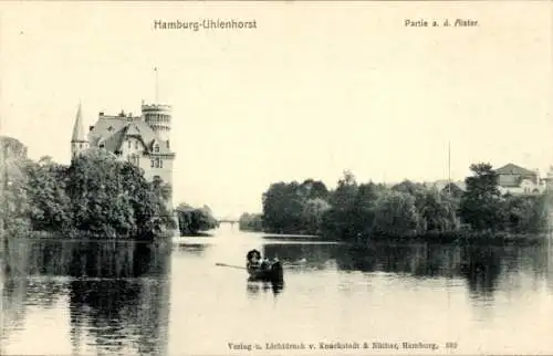 Ak Hamburg Nord Uhlenhorst, Alster, Ruderboot