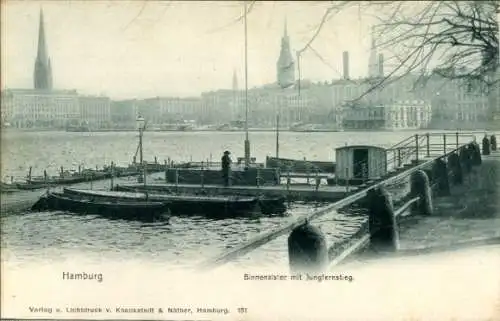 Ak Hamburg Mitte Neustadt, Binnenalster mit Jungfernstieg