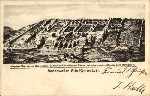 Künstler Ak Badenweiler im Schwarzwald, alte Römerbäder