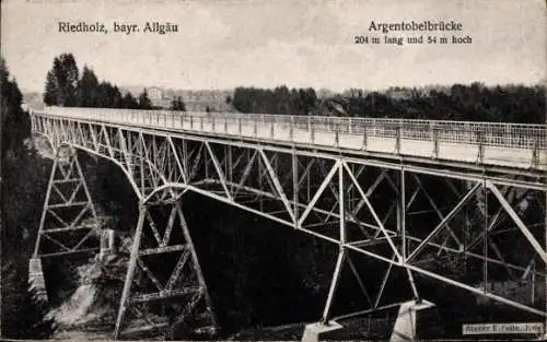 Ak Riedholz Maierhöfen im Allgäu, Argentobelbrücke, Atelier E. Felle