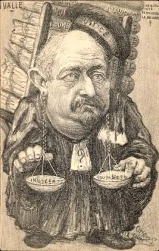 Künstler Ak Orens, Valle, Justice, Karikatur