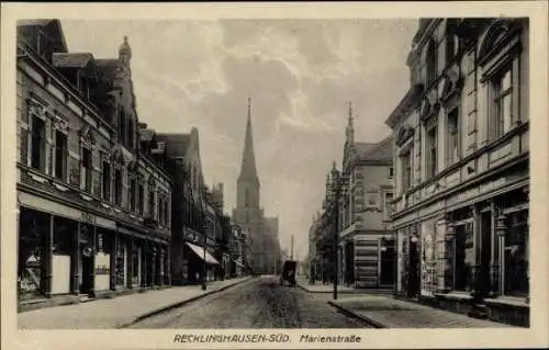 Ak Recklinghausen Süd, Marienstraße, Kirche, Geschäfte, Schneidermeister Aloys Schlüter