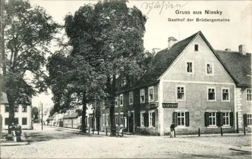 Ak Niesky in der Oberlausitz, Gasthof der Brüdergemeine