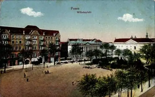 Ak Poznań Posen, Wilhelmplatz, Park, Häuser