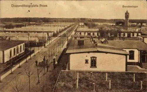 Ak Poznań Posen, Truppenübungsplatz Warthelager, Barackenlager