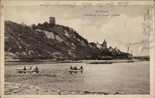 Ak Grudziądz Graudenz Westpreußen, Schlossberg, Ruderboote