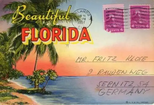 Set von 8 Ak im Umschlag Florida USA