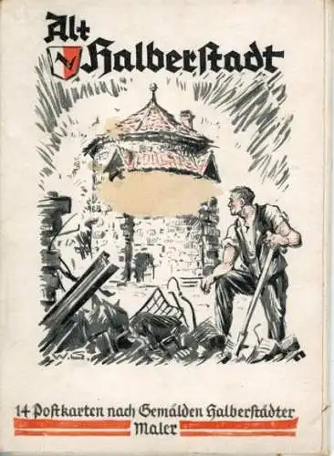 Set von 14 AK im Umschlag von Alt Halberstadt, Künstler Walter Gemm