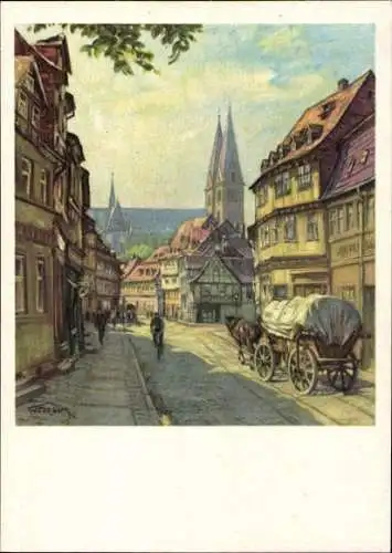 Set von 14 AK im Umschlag von Alt Halberstadt, Künstler Walter Gemm