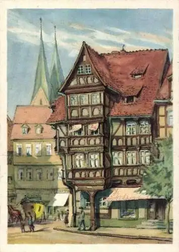 Set von 14 AK im Umschlag von Alt Halberstadt, Künstler Walter Gemm