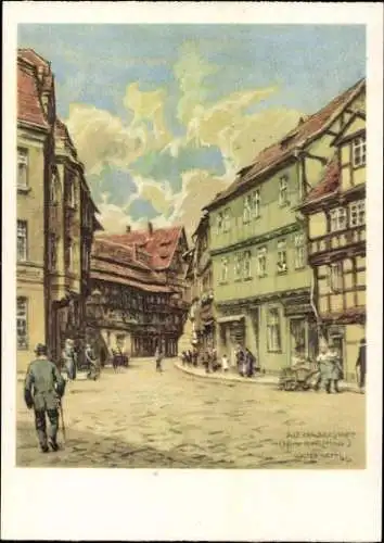 Set von 14 AK im Umschlag von Alt Halberstadt, Künstler Walter Gemm