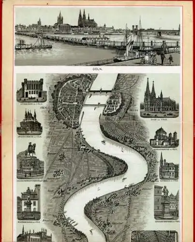 Album " NEUESTES RHEIN-PANORAMA VON MAINZ BIS COELN" Litho 