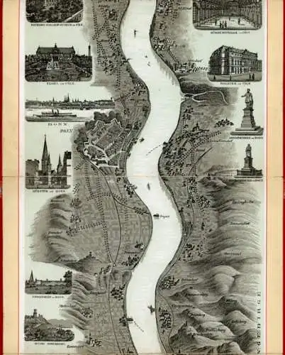 Album " NEUESTES RHEIN-PANORAMA VON MAINZ BIS COELN" Litho 