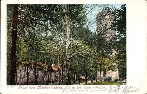 Ak Baden Baden am Schwarzwald, Merkuriusberg, Turm