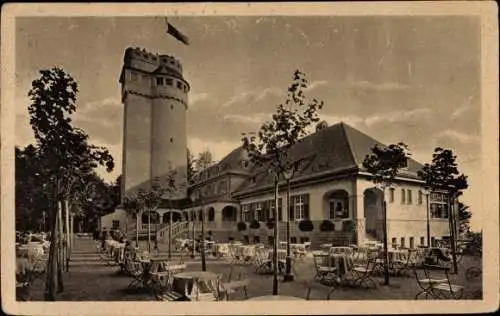 Ak Baden Baden am Schwarzwald, Aussichtsturm u. Restauration auf dem Merkur