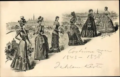 Künstler Ak Elegante Damen, Mode von 1848 bis 1898