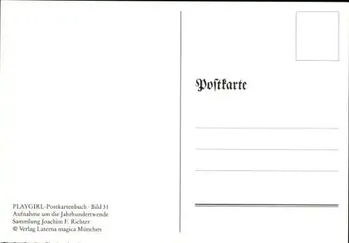 Ak Frauenakt, sitzende nackte Frau, Busen, Playgirl Postkartenbuch