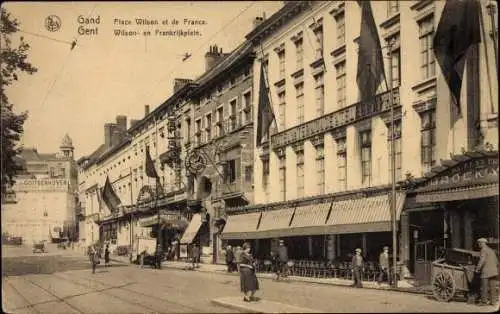 Ak Gand Gent Ostflandern, Place Wilson et de France