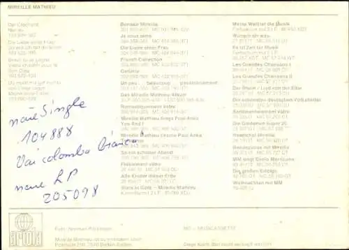 Ak Sängerin Mireille Mathieu, Portrait, Autogramm