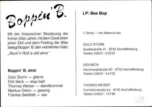 Ak Musikgruppe Boppin B, Bee Bop, Gruppenfoto, Kontrabass, Autogramme