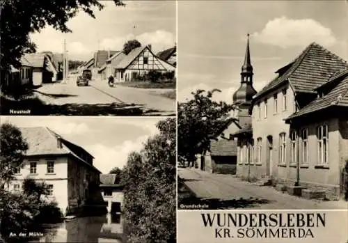 Ak Wundersleben in Thüringen, Neustadt, An der Mühle, Grundschule