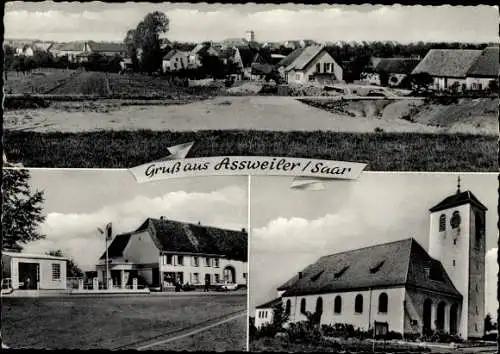 Ak Assweiler Aßweiler Blieskastel im Saarland, Gesamtansicht, Kirche