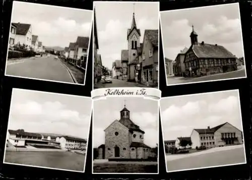 Ak Kelkheim im Taunus, Teilansichten, Kirche, Straßenpartie